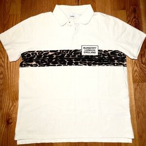 Burberry Leopard Print White Runway Polo Shirt